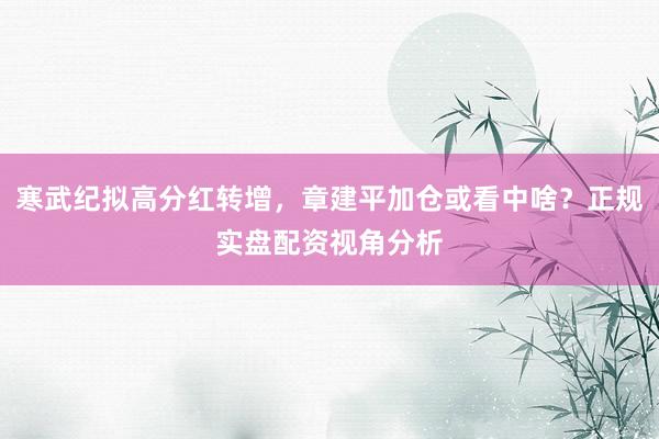 寒武纪拟高分红转增，章建平加仓或看中啥？正规实盘配资视角分析