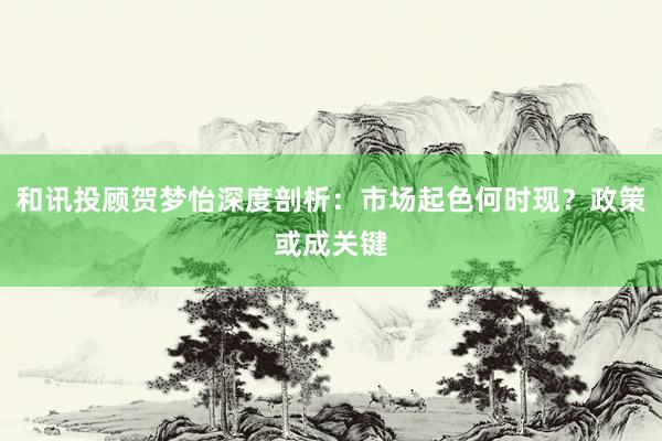 和讯投顾贺梦怡深度剖析：市场起色何时现？政策或成关键