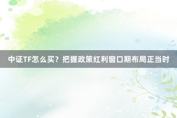 中证TF怎么买？把握政策红利窗口期布局正当时