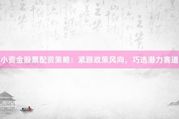 小资金股票配资策略：紧跟政策风向，巧选潜力赛道