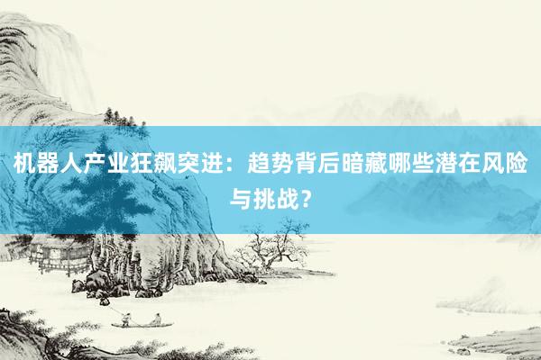 机器人产业狂飙突进：趋势背后暗藏哪些潜在风险与挑战？