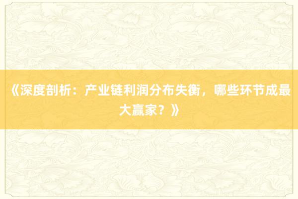 《深度剖析：产业链利润分布失衡，哪些环节成最大赢家？》