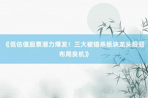 《低估值股票潜力爆发！三大被错杀板块龙头股迎布局良机》