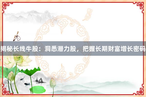 揭秘长线牛股：洞悉潜力股，把握长期财富增长密码