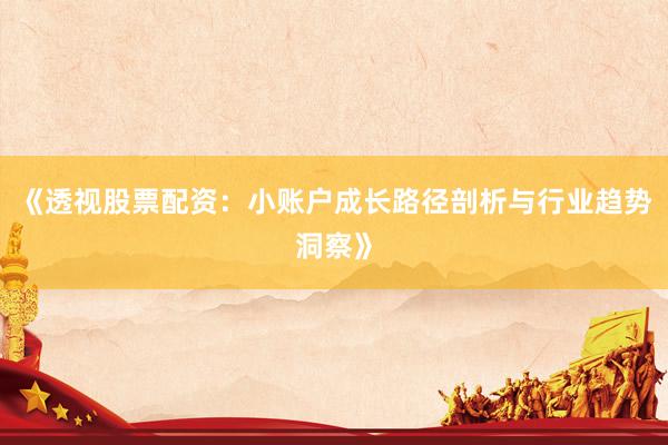 《透视股票配资：小账户成长路径剖析与行业趋势洞察》