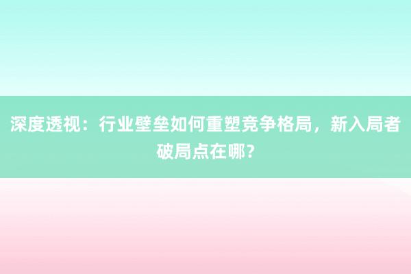 深度透视：行业壁垒如何重塑竞争格局，新入局者破局点在哪？