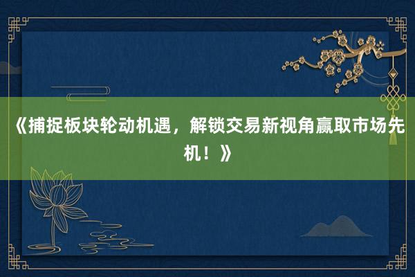 《捕捉板块轮动机遇，解锁交易新视角赢取市场先机！》