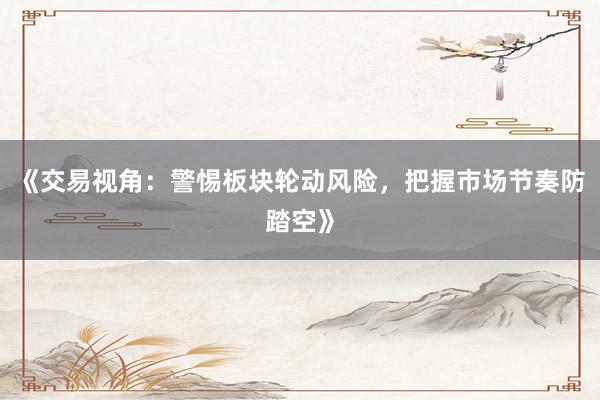 《交易视角：警惕板块轮动风险，把握市场节奏防踏空》