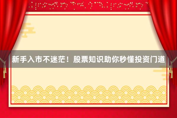 新手入市不迷茫！股票知识助你秒懂投资门道
